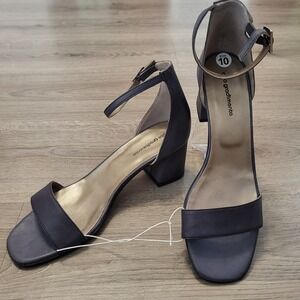 Alto Gradimento Dark Blue Leather Block Heel Ankle Strap Sandals‎ Women 10 EU 41